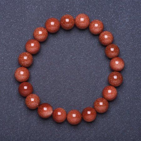 Aventurine bracelet 'Golden Sand' (synthetic) smooth bead on elastic, length 18 cm, diameter 8 mm