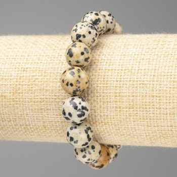 Bracelet Dalmatian Jasper (imitation acrylic) smooth bead, diameter 12.5 mm, length 18 cm (stretch)