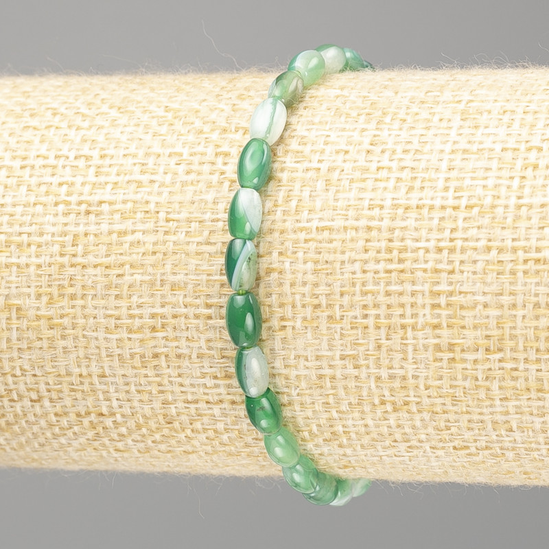 Green agate seed bead bracelet, 6x4 mm+-, length 18 cm (stretch)