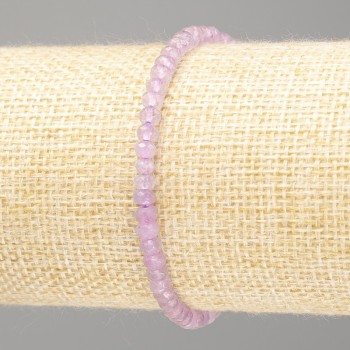 Bracelet Amethyst (named) light lilac translucent faceted rondelle, diameter 4x3 mm +/-, length 18 cm (stretch)