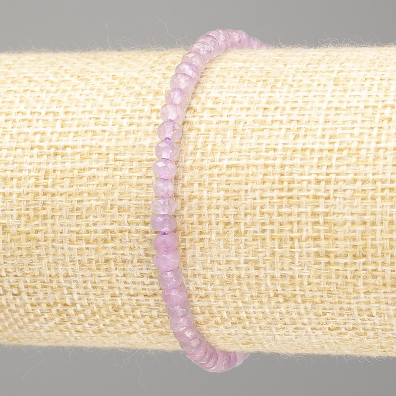 Bracelet Amethyst (named) light lilac translucent faceted rondelle, diameter 4x3 mm +/-, length 18 cm (stretch)