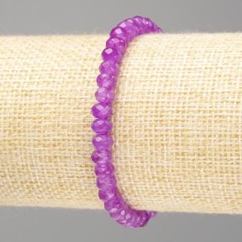 Bracelet with amethyst-toned stone, light lilac, faceted rondelle, diameter 6x4 mm, length 18 cm (stretch)