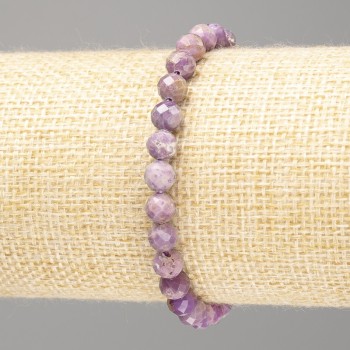 Phosphosiderite bracelet with a faceted bead, natural stone, 6 mm diameter, 18 cm length (stretch)