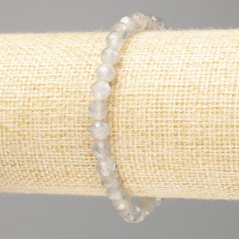 Labradorite Bracelet with a Faceted Bead on Elastic Cord, 6 mm Diameter, 18 cm Length (Stretch)