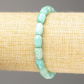 Natural Amazonite Bracelet with Barrel Beads, 9×6 mm, 18 cm Length (Stretch)
