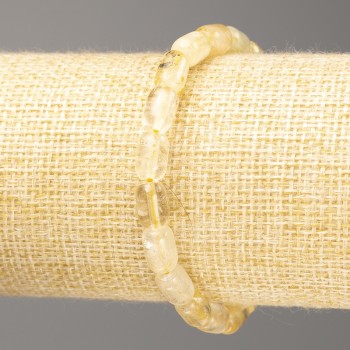 Citrine Barrel Bracelet, Bead Diameter 9x6 mm, Length 18 cm (Stretch)