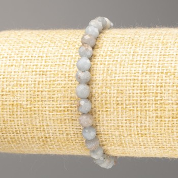 Bracelet made of natural aquamarine — faceted bead on a thread, 5 mm diameter, 18 cm length (stretch)