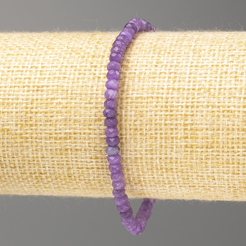 Bracelet made of toned quartz (synthetic) Purple amethyst, faceted rondelle beads, 4×3 mm, length 18 cm (stretch)