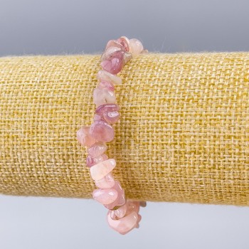 Bracelet of tourmalinated quartz natural stone chips, diameter 8x3 mm, length 18 cm (stretch)