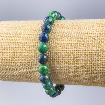 Azurite Bracelet with Natural Stone, Smooth Bead, 8mm Diameter, 18cm Length (Stretch)