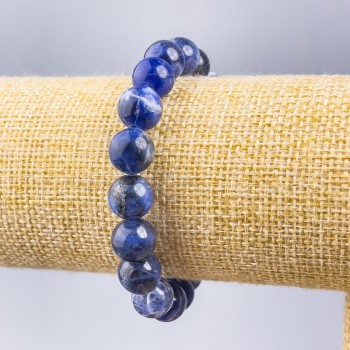 Sodalite bracelet with natural stone, smooth beads, diameter 10.5 mm, length 18 cm (stretch)