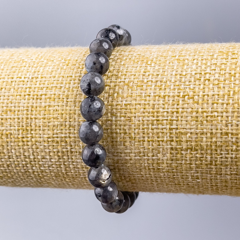 Black Labradorite Bracelet (Acrylic Imitation) Smooth beads, 8 mm diameter, 18 cm length (stretch)
