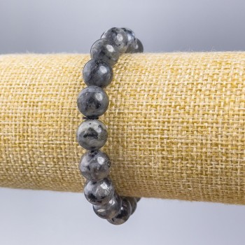 Bracelet Black Labradorite (imitation acrylic) Smooth bead, 10 mm diameter ±, 18 cm length (stretch)