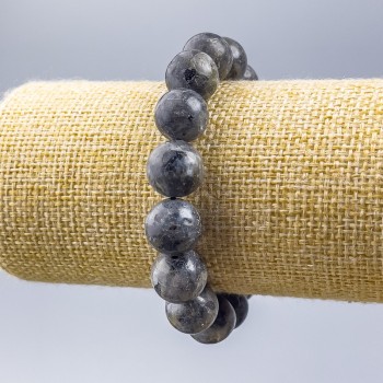 Bracelet Black Labradorite (Imitation Acrylic) Smooth Bead, Diameter 12.5 mm ±, Length 18 cm (Stretch)
