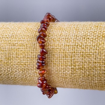 Hessonite Garnet Bracelet, natural stone chips, chip size 6x3 mm, length 18 cm (stretch)