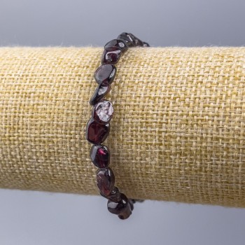 Garnet Bracelet, natural stone, faceted, diameter 8x7 mm ±, length 18 cm (stretch)