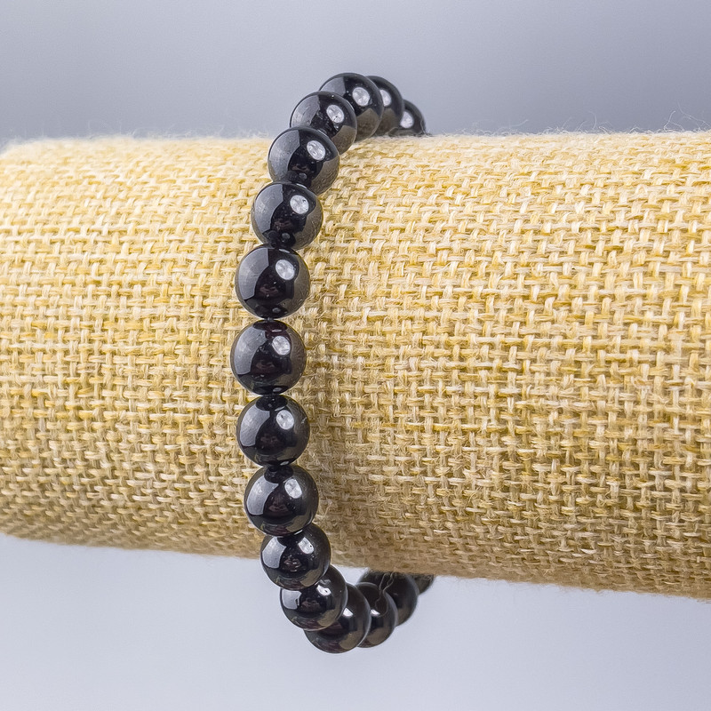 Garnet bracelet, natural stone, smooth beads 8 mm+, length 18 cm (stretch)