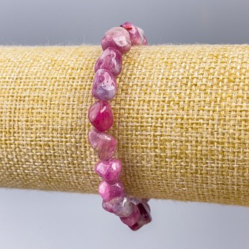 Rubellite Tourmaline Bracelet, natural stone, faceted, diameter 10x9 mm, length 18 cm (stretch)