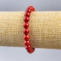 Coral Bracelet (Artificial) Smooth Beads, 8mm Diameter, 18 cm Length (Stretch)
