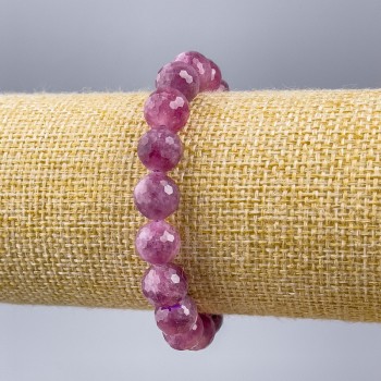 Bracelet Tourmaline natural stone faceted bead, diameter 10mm, length 18cm (stretch)