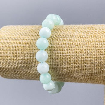 Larimar bracelet, natural stone, smooth beads on thread, diameter 10 mm, length 18 cm (stretch)