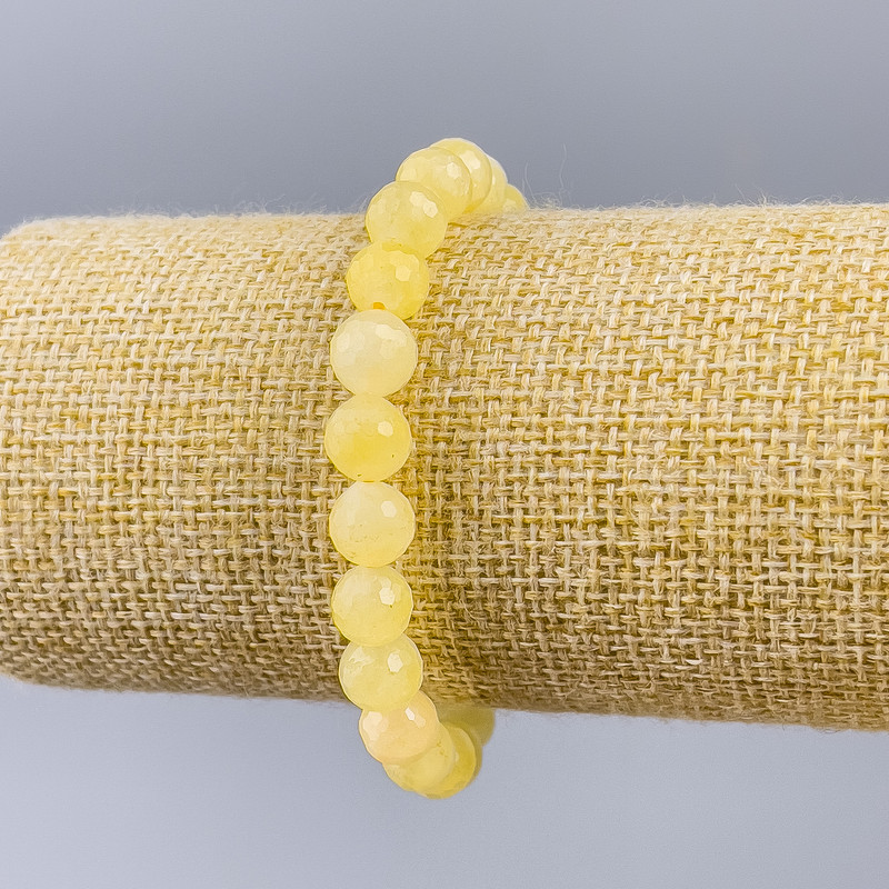 Bracelet with natural citrine, faceted bead, 8 mm diameter, 18 cm long (stretch)