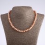 Necklace of freshwater pink pearls 'Egg' shape, 7 mm diameter, 42 cm length
