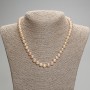 Pink freshwater pearl necklace, oval, 7 mm diameter, 42 cm length