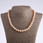 Pink freshwater pearl necklace with decorative band, 9 mm diameter, 42 cm length