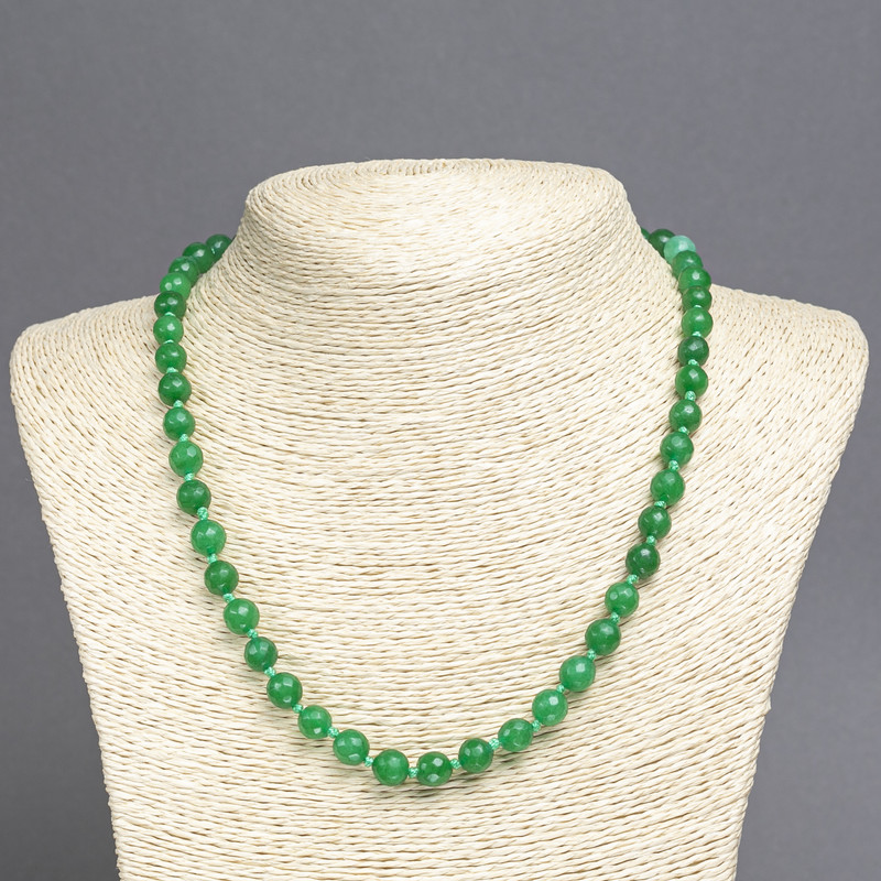 Chrysoprase Necklace (named) Faceted Bead, diameter 7.5 mm, length 45 cm