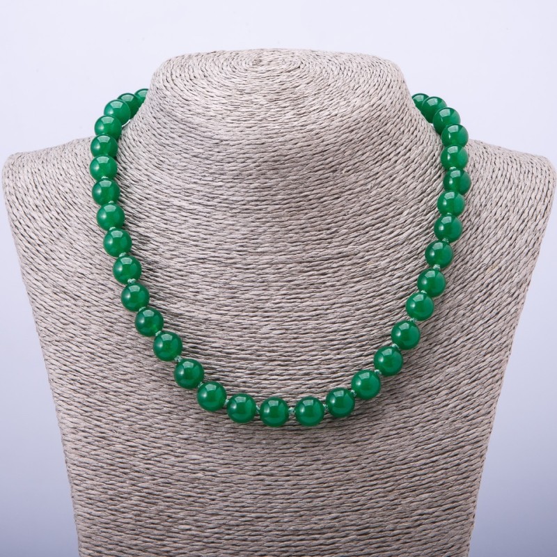 Chrysoprase Necklace, Smooth Beads, 10 mm Diameter, 45 cm Length