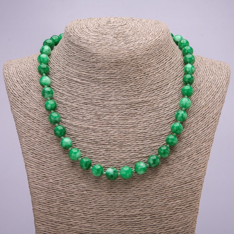 Chrysoprase Necklace named after Smooth Bead, 10(±)mm diameter, 45 cm long