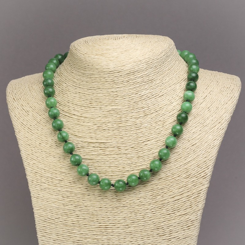 Chrysoprase Necklace (named after) smooth bead, diameter 10 mm, length 45 cm