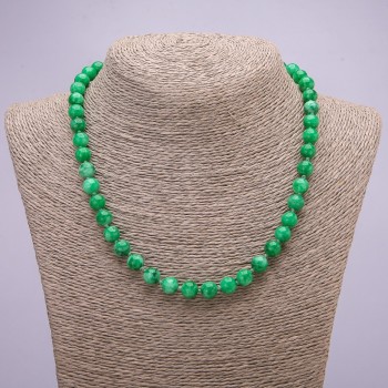 Chrysoprase Necklace named after Smooth Bead, diameter 8(±)mm, length 45 cm