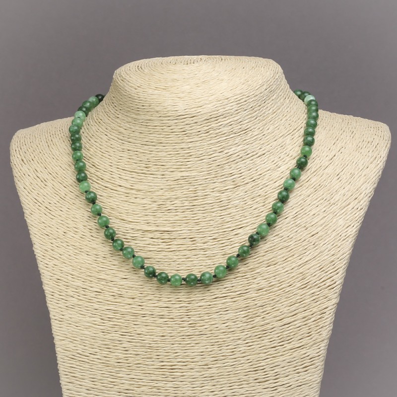 Necklace with Chrysoprase (named) smooth bead, diameter 6 mm+-, length 45 cm+