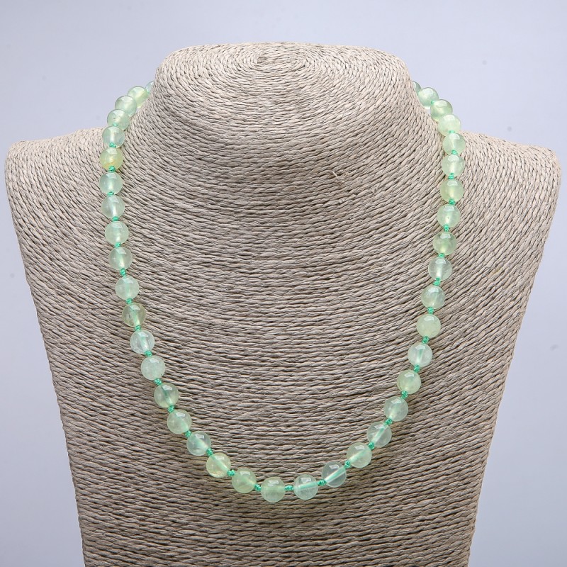 Prenite Necklace with Smooth Beads, 8 mm Diameter, 46 cm Length +