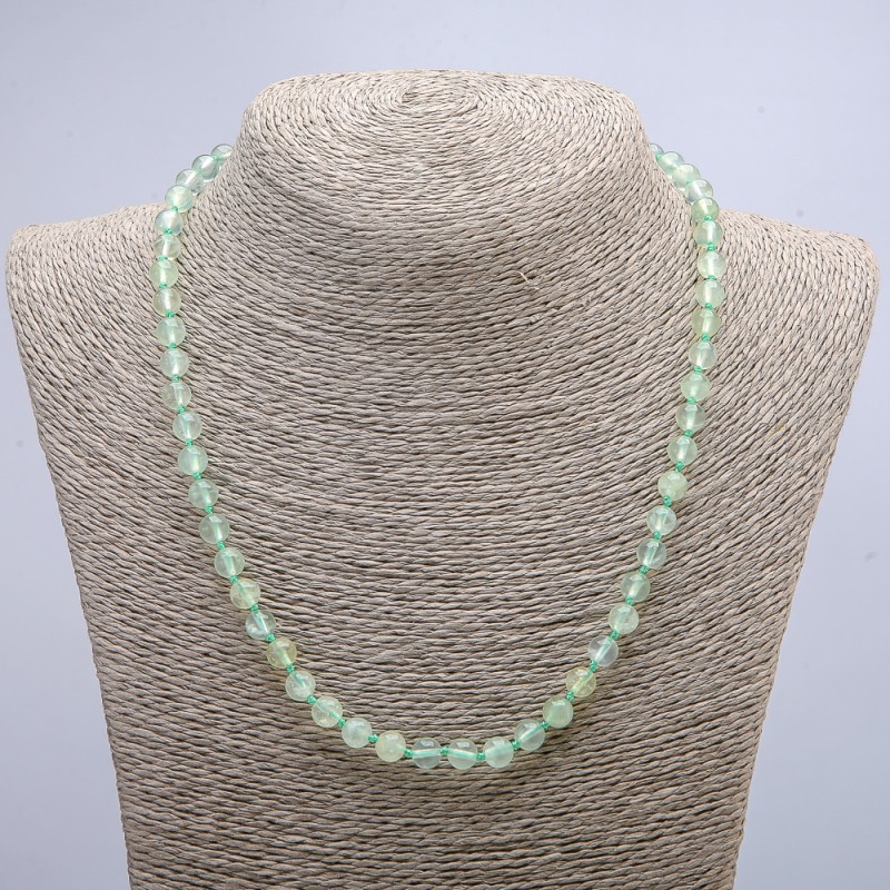 Prehnite Necklace - Smooth Bead, 6mm Diameter, 46 cm Length +