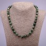 Necklace of natural fuchsite (muscovite) smooth beads, diameter 10(±)mm, length 45cm+