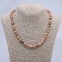 Natural stone selenite necklace with smooth beads, diameter 8 mm+