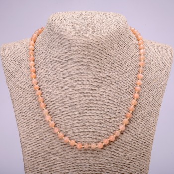 Natural stone Selenite necklace with smooth bead, diameter 6(±)mm, length 48 cm