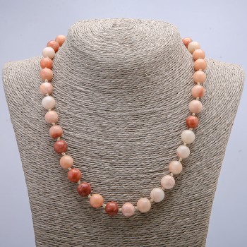 Selenite Imitation Necklace, Smooth Beads, Diameter 10(±)mm, Length 46 cm+