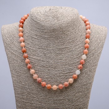 Imitation Selenite Necklace with Smooth Beads, Diameter 8(±)mm, Length 45 cm
