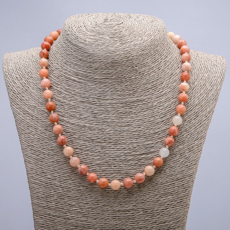 Imitation Selenite Necklace with Smooth Beads, Diameter 8(±)mm, Length 45 cm