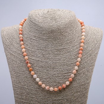 Imitation Selenite Necklace with Smooth Beads, 6 mm Diameter, 46 cm Length+