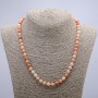 Imitation Selenite Necklace with Smooth Beads, 6 mm Diameter, 46 cm Length+