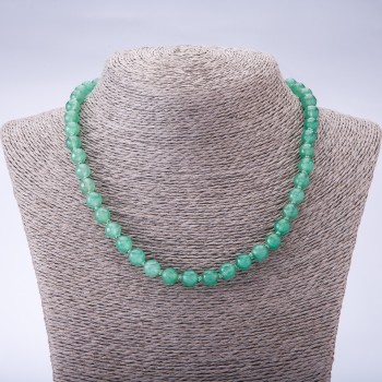 Necklace of natural-toned nephrite stone 'Nephrite' (named) faceted bead, 8mm diameter, 45cm length