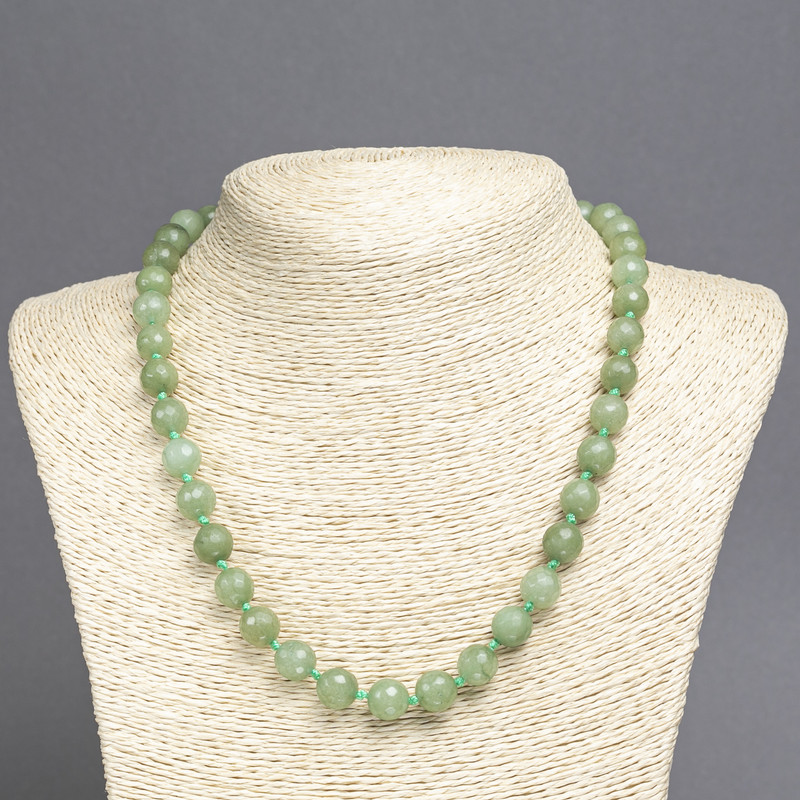 Jade Necklace (Imitation) Faceted Bead, 10 mm diameter ±, 45 cm length ±