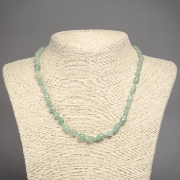 Faceted natural nephrite necklace, 8×6 mm beads, 45 cm long
