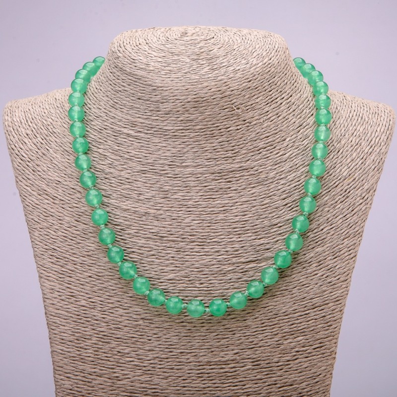 Nephrite Necklace with Smooth Beads, 8mm Diameter, 48cm Length