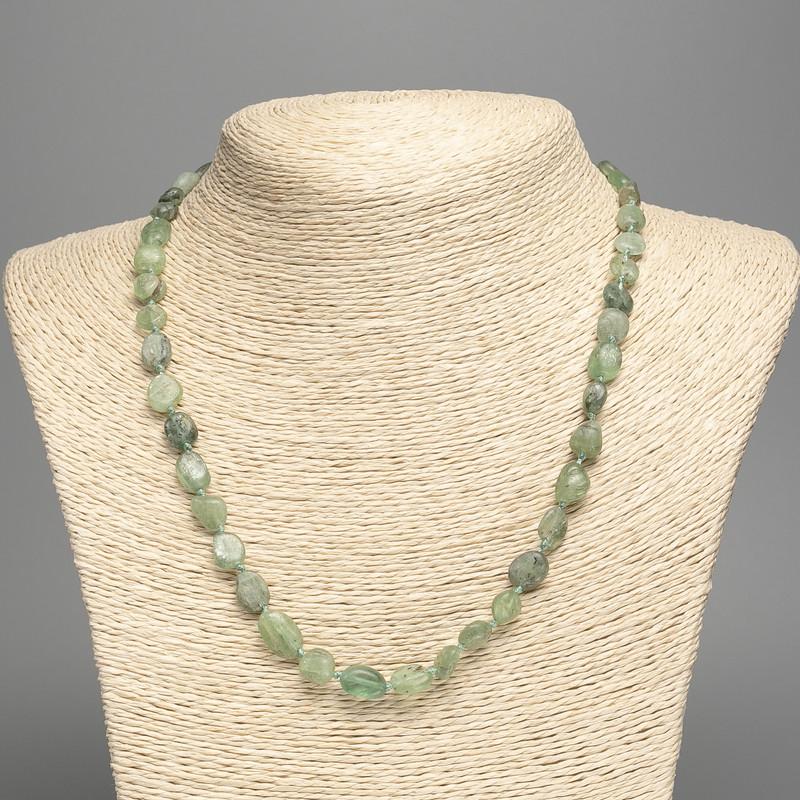Natural Kunzite green faceted beads necklace, diameter 7–8 mm, length 50 cm+
